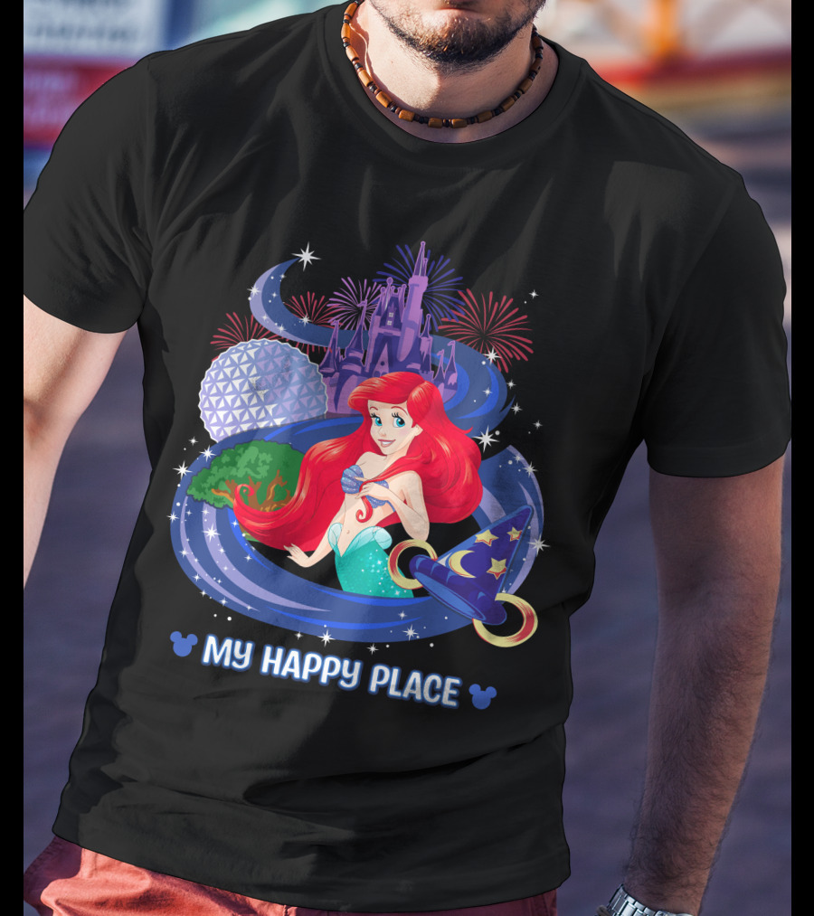 My Happy Place Ariel Epcot Magic Kingdom Fireworks Disney T-Shirt