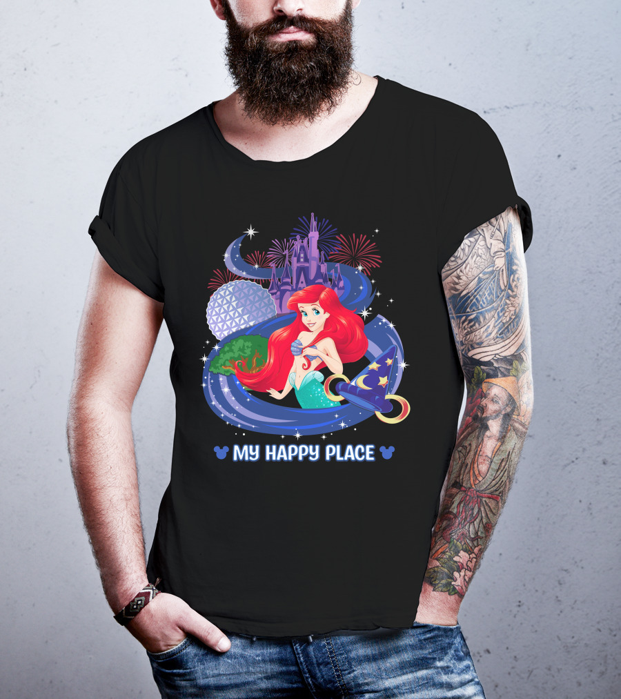 My Happy Place Ariel Epcot Magic Kingdom Fireworks Disney T-Shirt