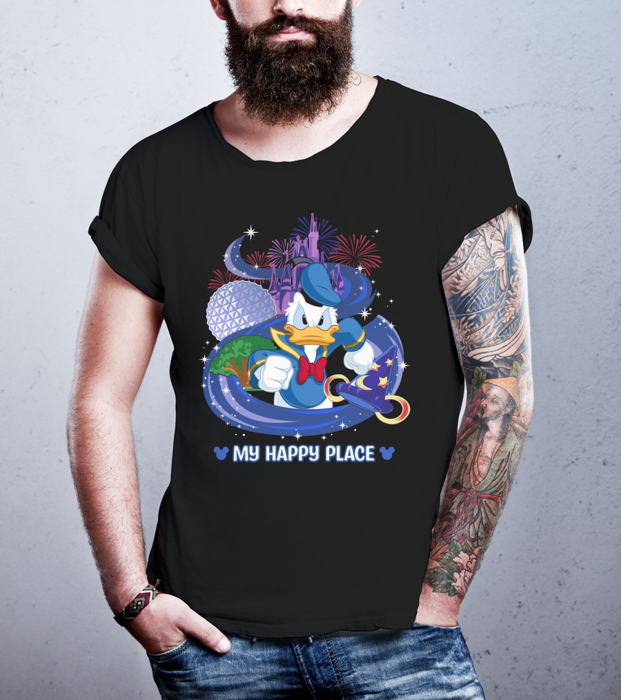 My Happy Place Donald Duck Disney Magic And Fireworks T-Shirt