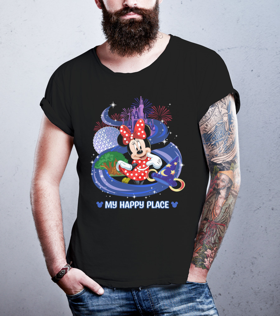 My Happy Place Minnie Mouse Fireworks Disney Theme Park Magic T-Shirt