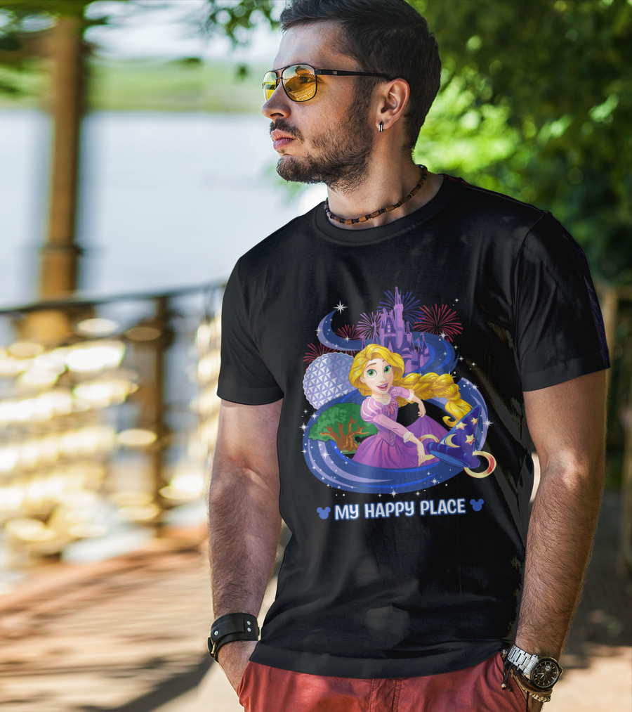 My Happy Place Rapunzel Disney Magic Kingdom Epcot Fireworks T-Shirt