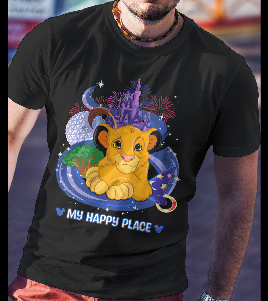 My Happy Place Simba Disney Castle Fireworks Night Magic T-Shirt