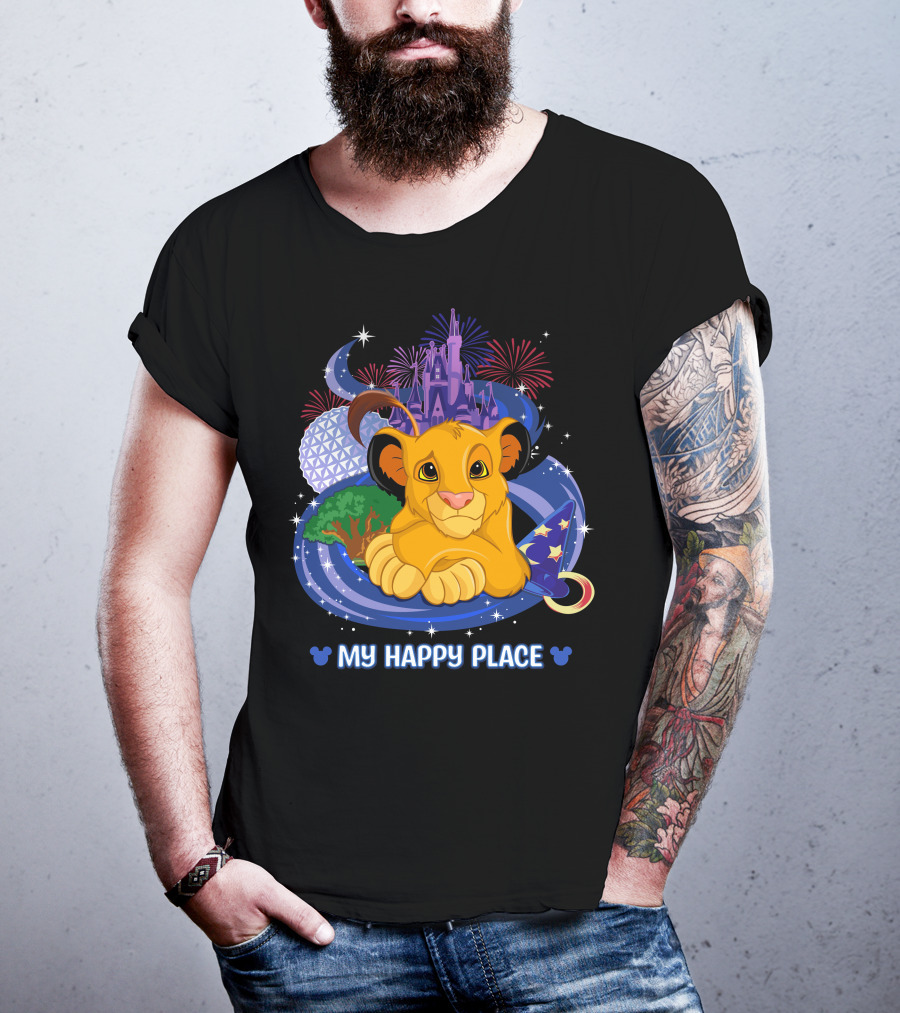 My Happy Place Simba Disney Castle Fireworks Night Magic T-Shirt