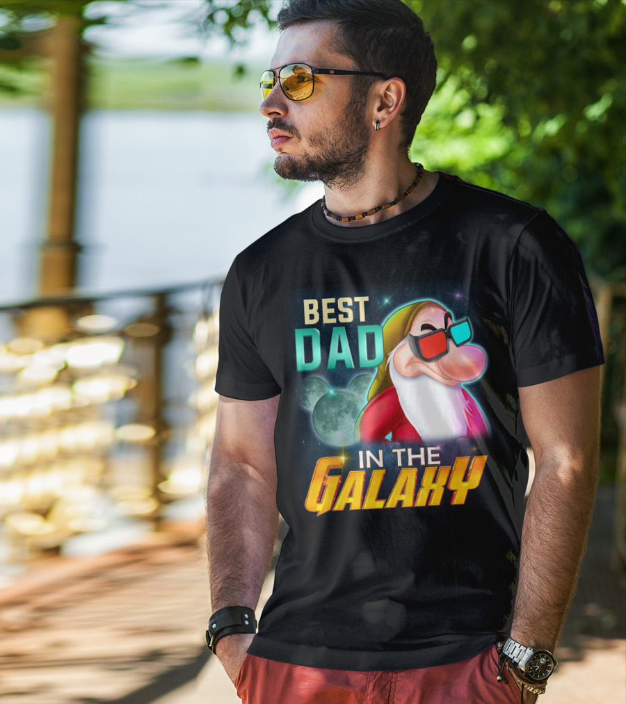 Best Dad In The Galaxy Grumpy 3D Glasses Moon T-Shirt