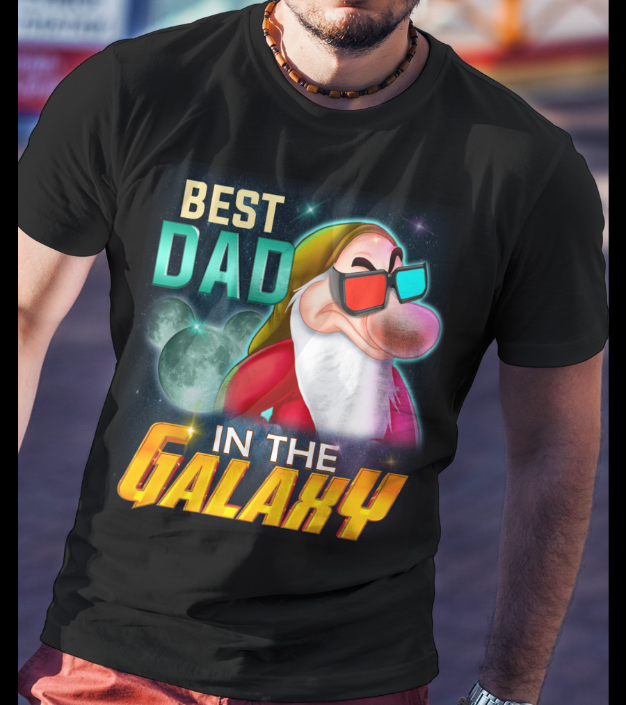 Best Dad In The Galaxy Grumpy 3D Glasses Moon T-Shirt
