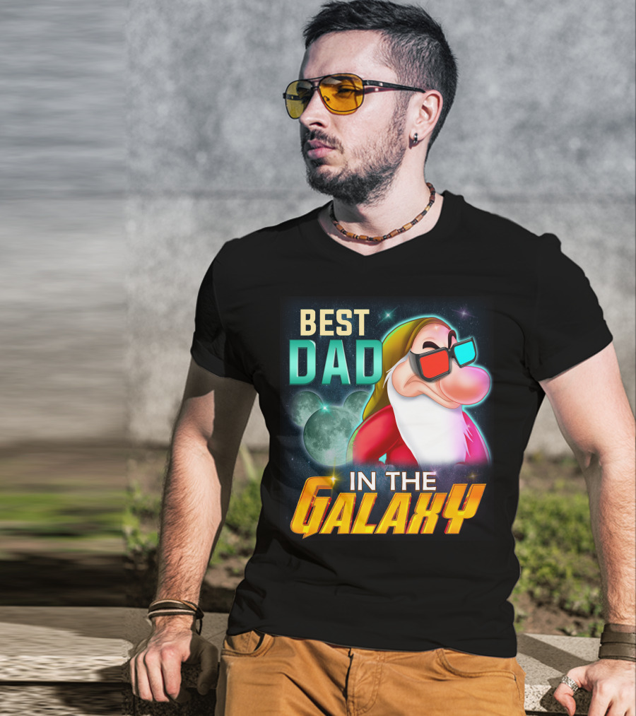 Best Dad In The Galaxy Grumpy 3D Glasses Moon T-Shirt