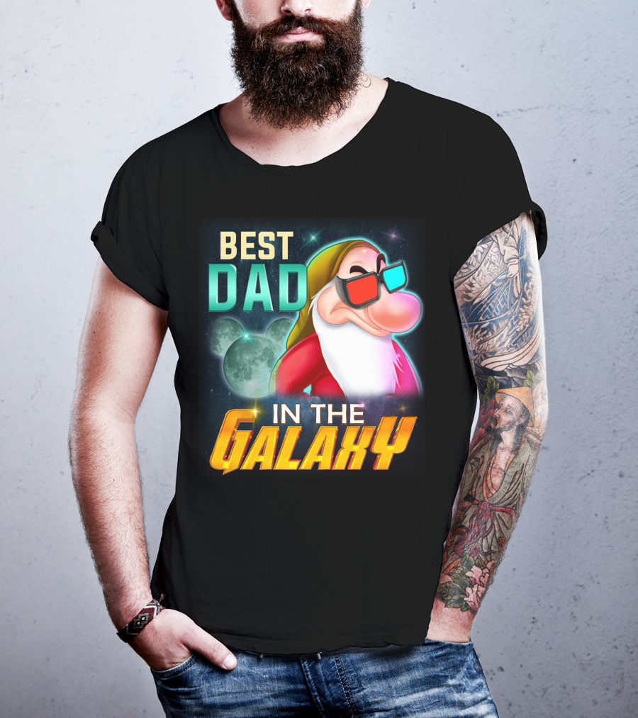 Best Dad In The Galaxy Grumpy 3D Glasses Moon T-Shirt