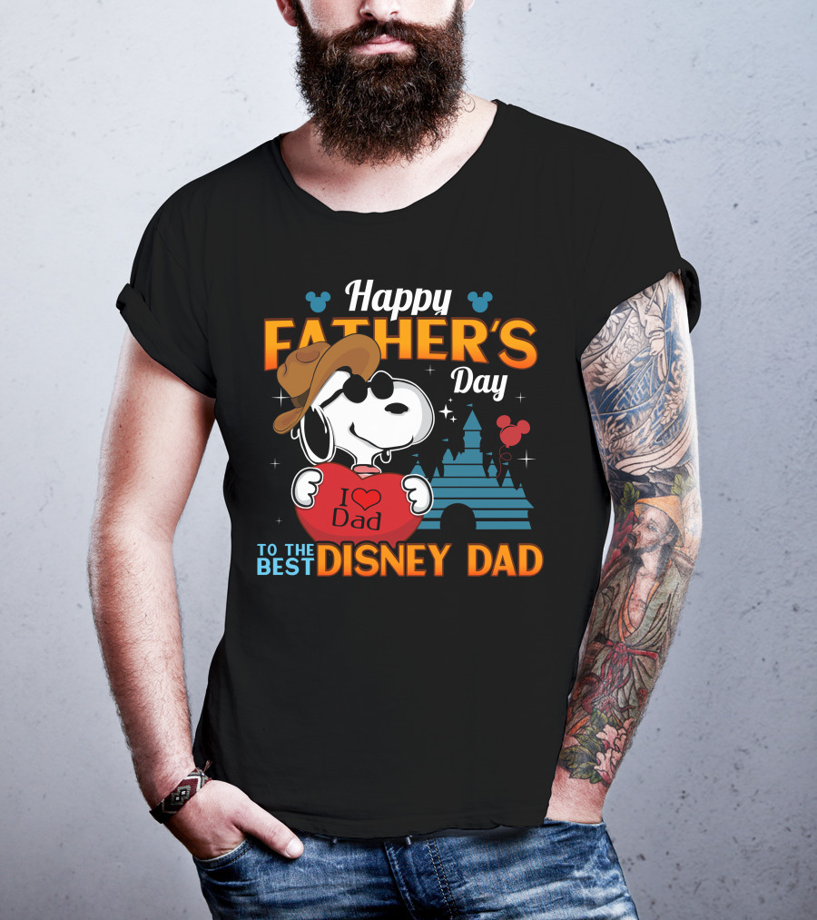 Happy Father's Day Snoopy I Love Dad To The Best Disney Dad T-Shirt