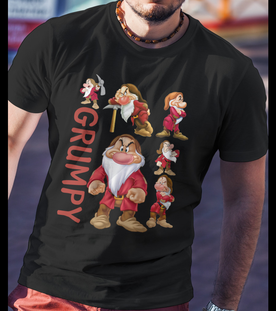 Grumpy Seven Dwarf Character Multiple Poses Classic Disney Mood T-Shirt