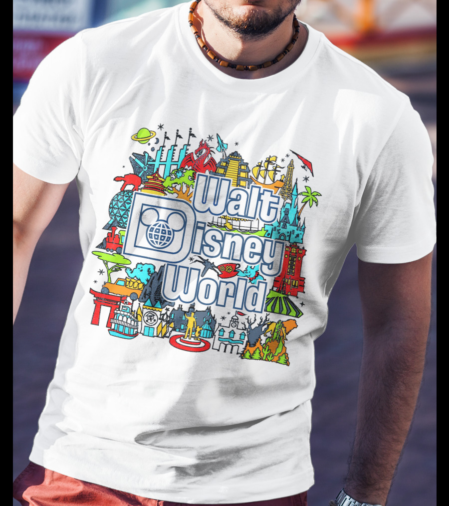 Walt Disney World Landmarks And Attractions Collage T-Shirt