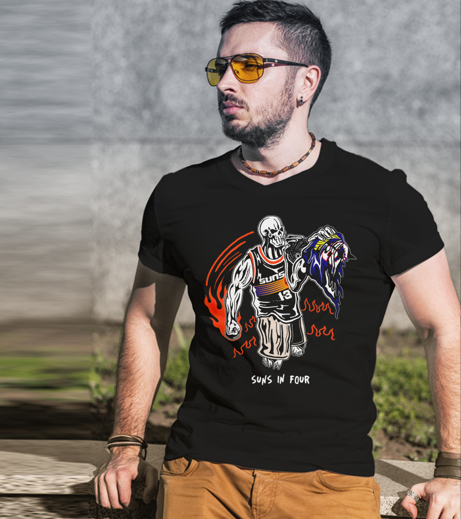 Phoenix Suns Victory Skull Holding Defeated Opponent Head Suns In Four T-Shirt