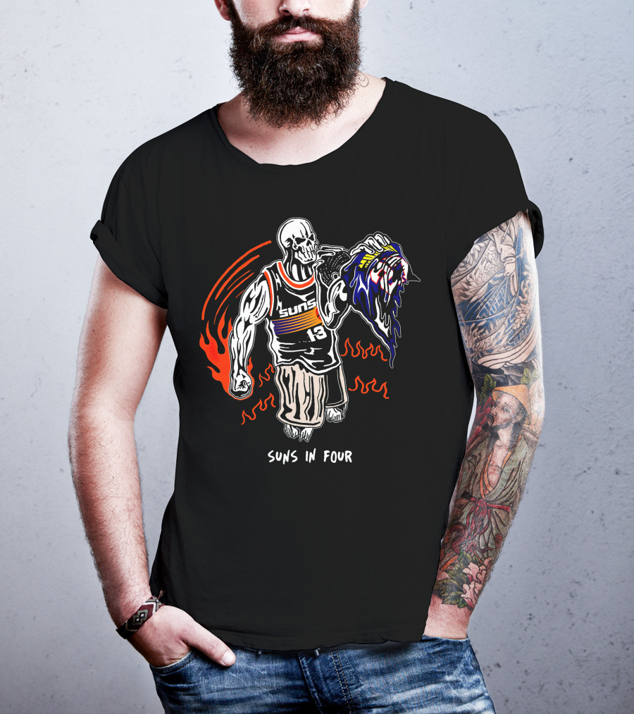 Phoenix Suns Victory Skull Holding Defeated Opponent Head Suns In Four T-Shirt
