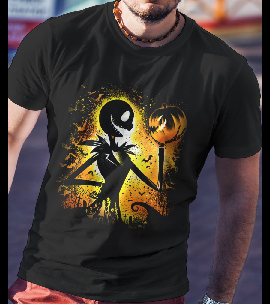 Jack Skellington Halloween Pumpkin Scene T-Shirt