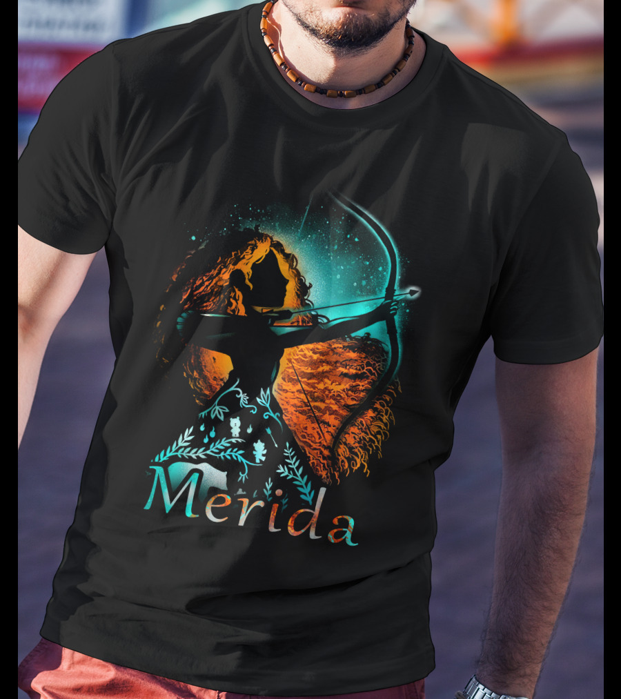 Merida Archer Silhouette With Bow And Fiery Hair T-Shirt