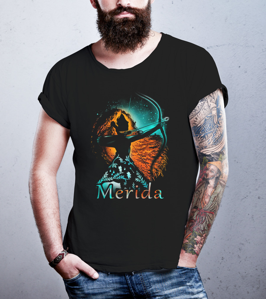 Merida Archer Silhouette With Bow And Fiery Hair T-Shirt