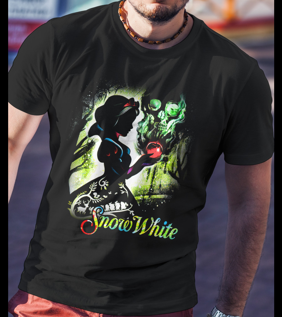 Snow White Silhouette With Apple And Skull T-Shirt