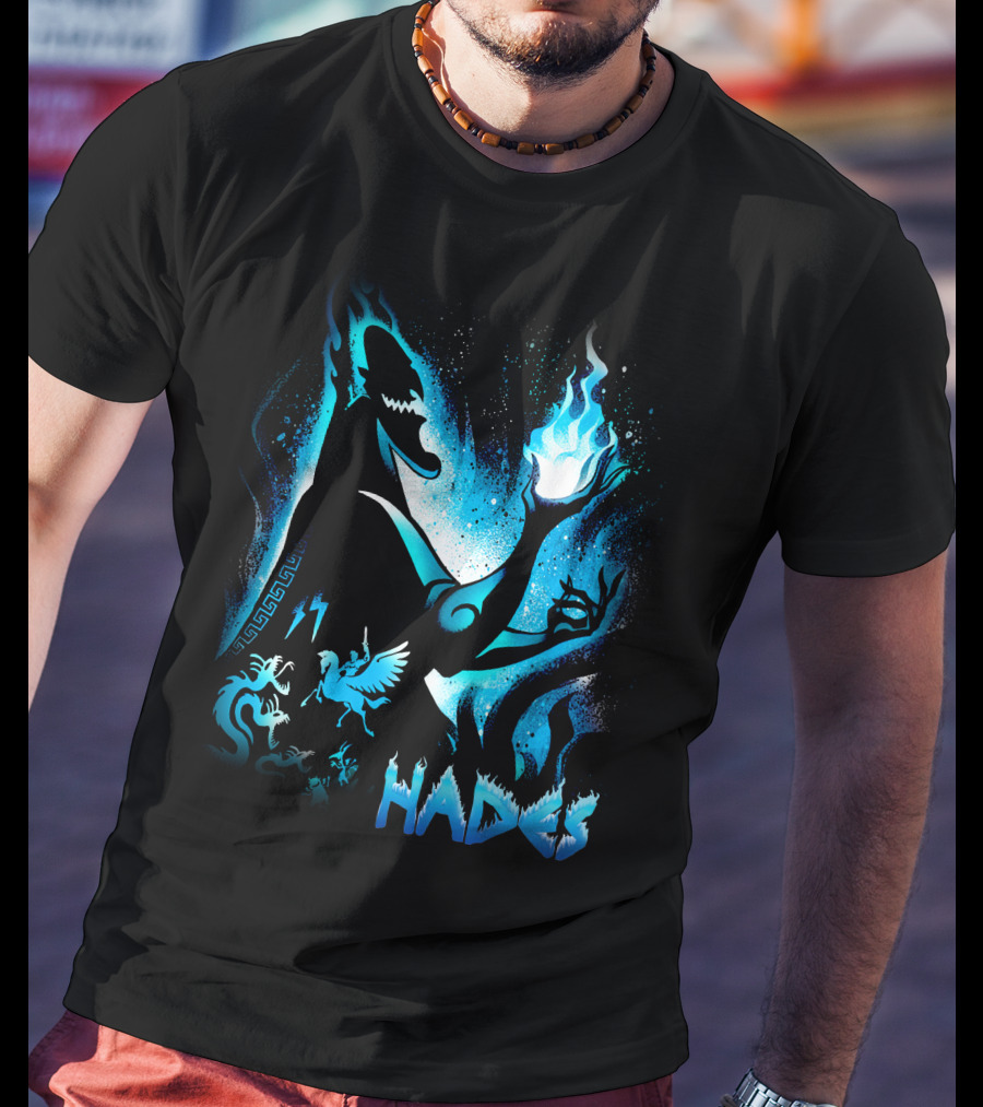 Hades Flaming Skull Creature Mythology Pegasus Lightning T-Shirt