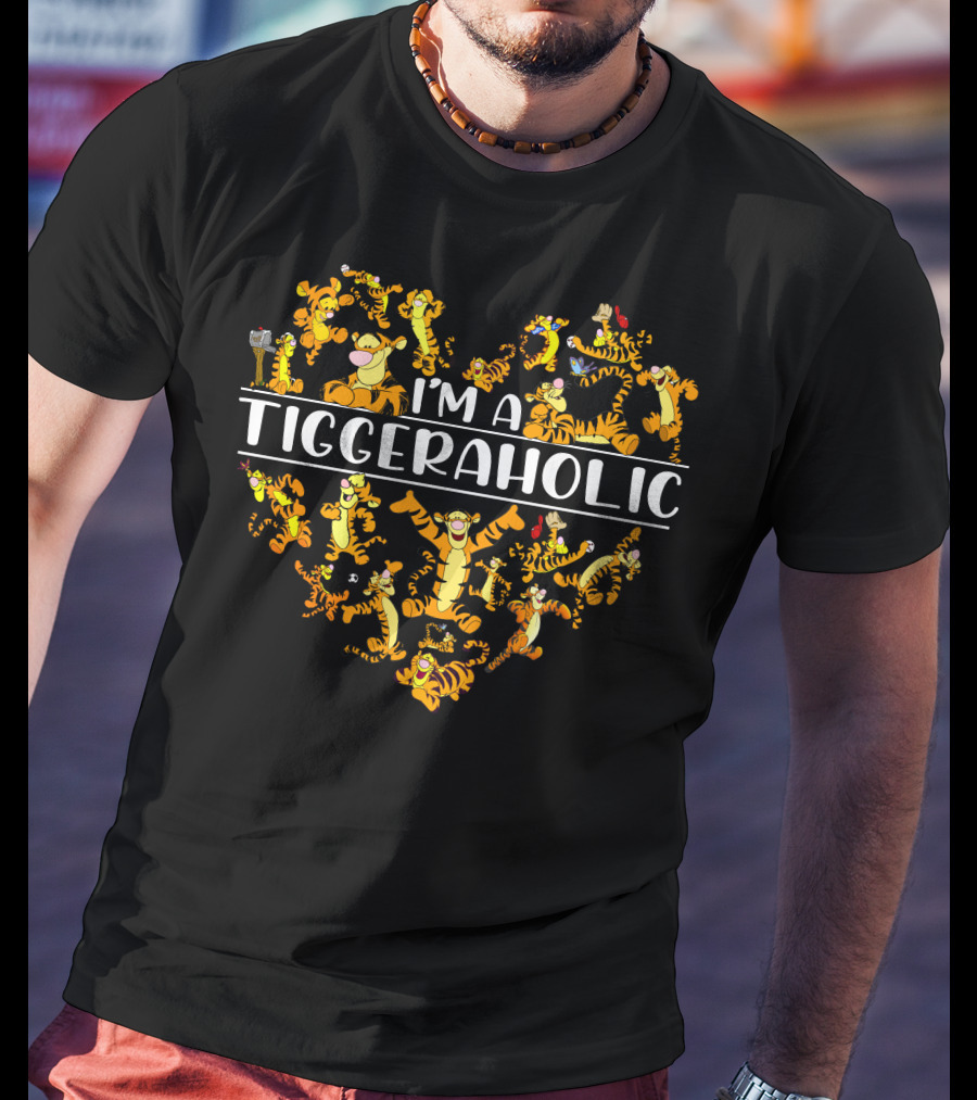 I'm A Tiggeraholic Heart-Shaped Tigger Collage T-Shirt