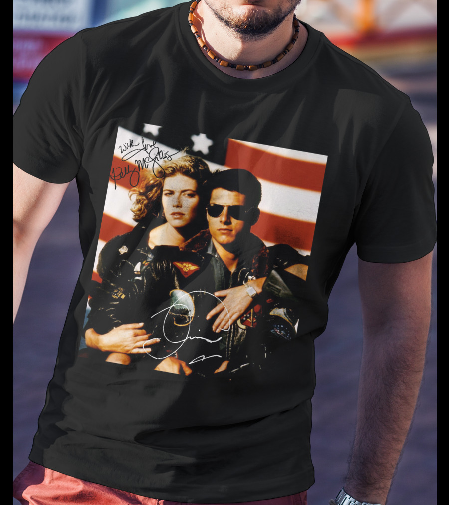 Top Gun 2 Autographed Cast American Flag T-Shirt