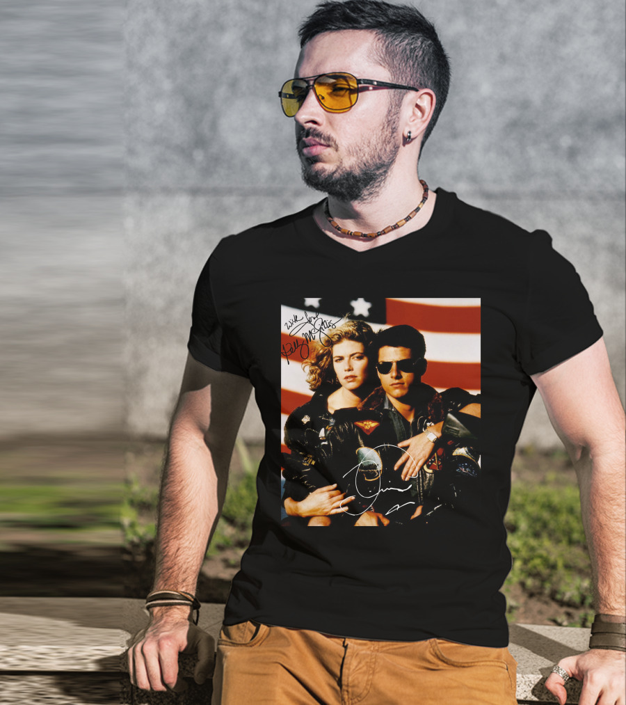 Top Gun 2 Autographed Cast American Flag T-Shirt