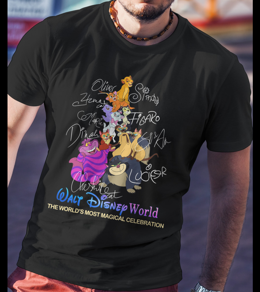 Oliver Simba Marie Figaro Cheshire Cat Disney World Magical Celebration T-Shirt