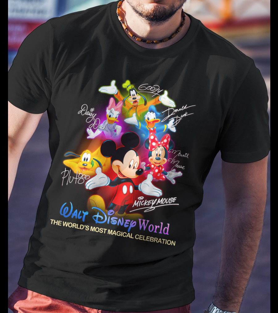 Walt Disney World Mickey Mouse Minnie Mouse Donald Duck Daisy Duck Goofy Pluto The World's Most Magical Celebration T-Shirt