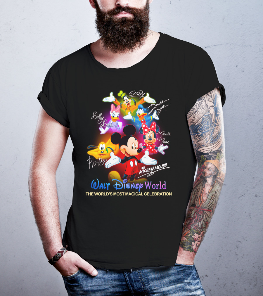 Walt Disney World Mickey Mouse Minnie Mouse Donald Duck Daisy Duck Goofy Pluto The World's Most Magical Celebration T-Shirt