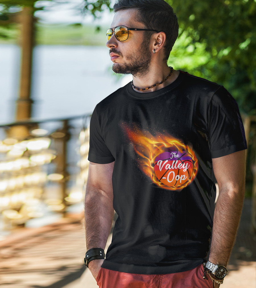 Phx The Valley-Oop Basketball Flame Style T-Shirt