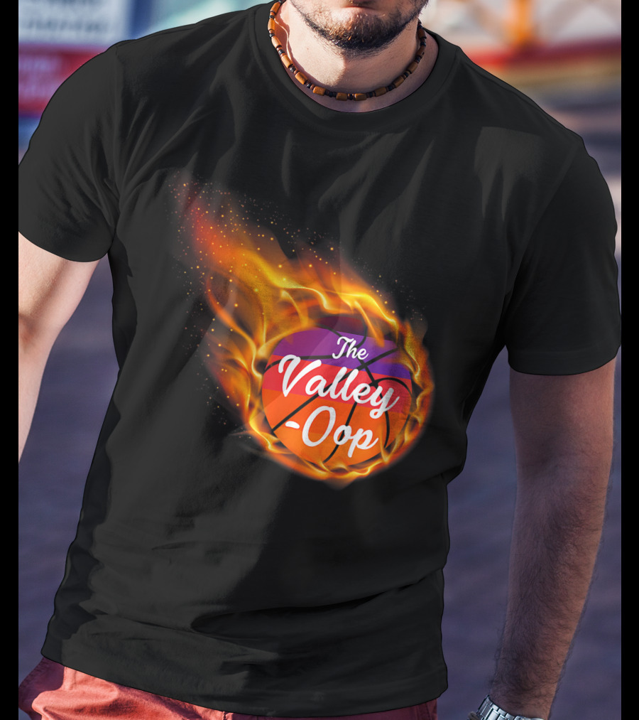 Phx The Valley-Oop Basketball Flame Style T-Shirt