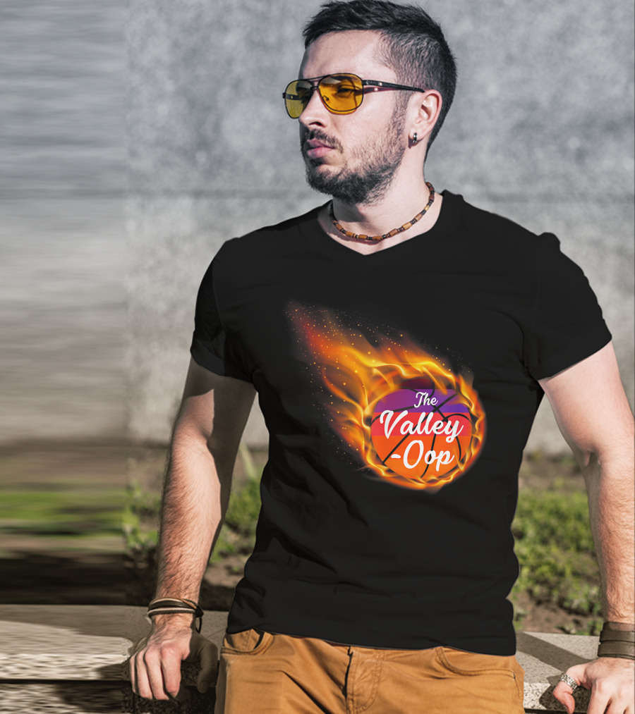 Phx The Valley-Oop Basketball Flame Style T-Shirt