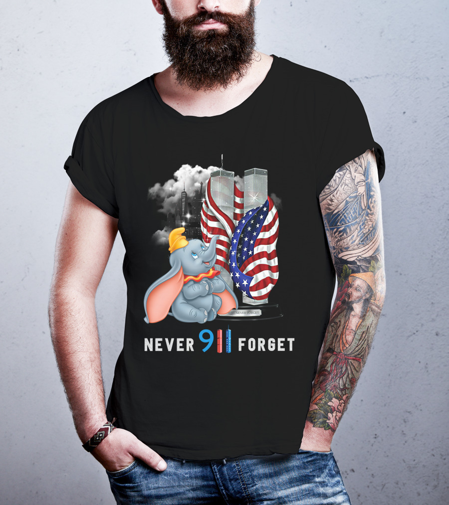 Never Forget Dumbo 9/11 Twin Towers Memorial T-Shirt