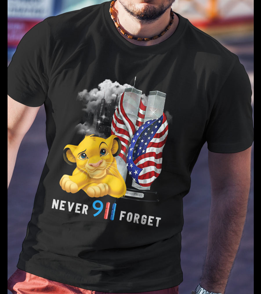 Simba-D Never 911 Forget Twin Towers American Flag T-Shirt