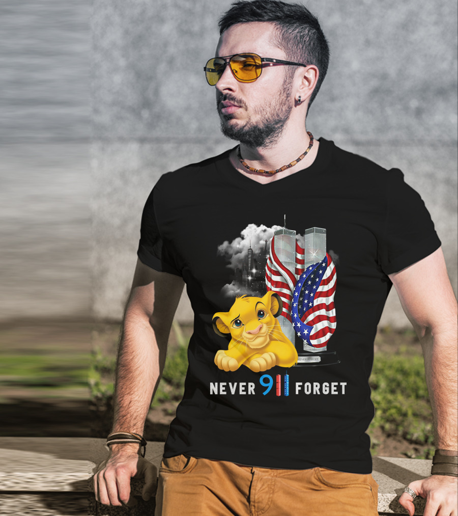 Simba-D Never 911 Forget Twin Towers American Flag T-Shirt