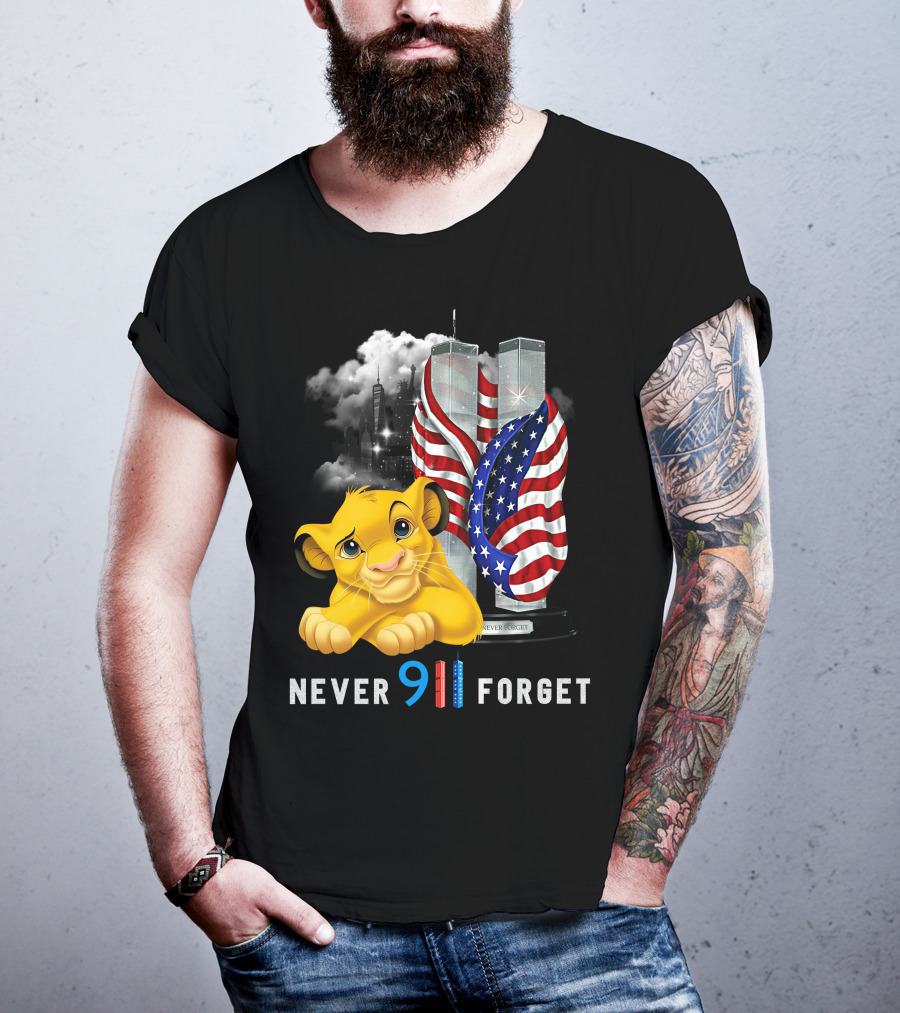 Simba-D Never 911 Forget Twin Towers American Flag T-Shirt