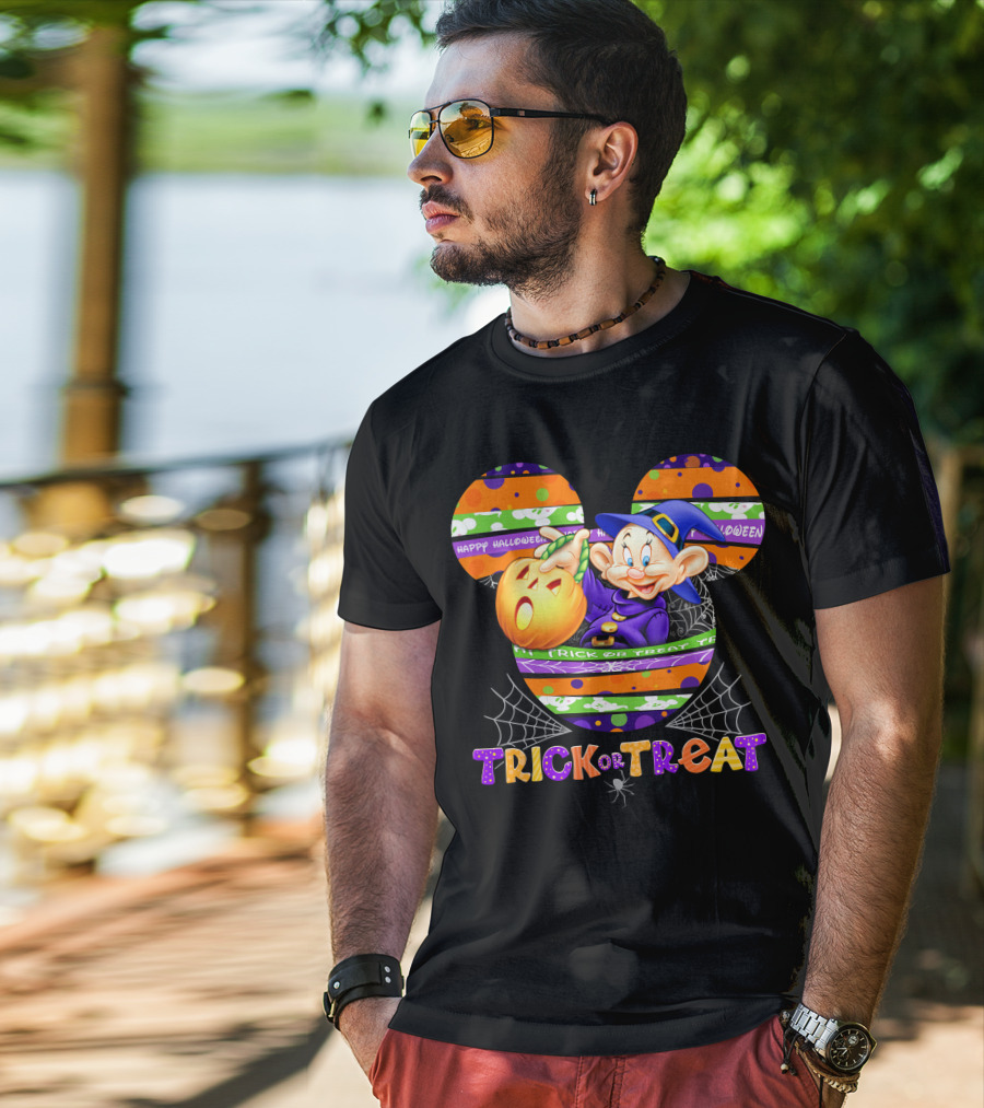 Happy Halloween Mickey Ears Trick Or Treat Dopey Pumpkin T-Shirt