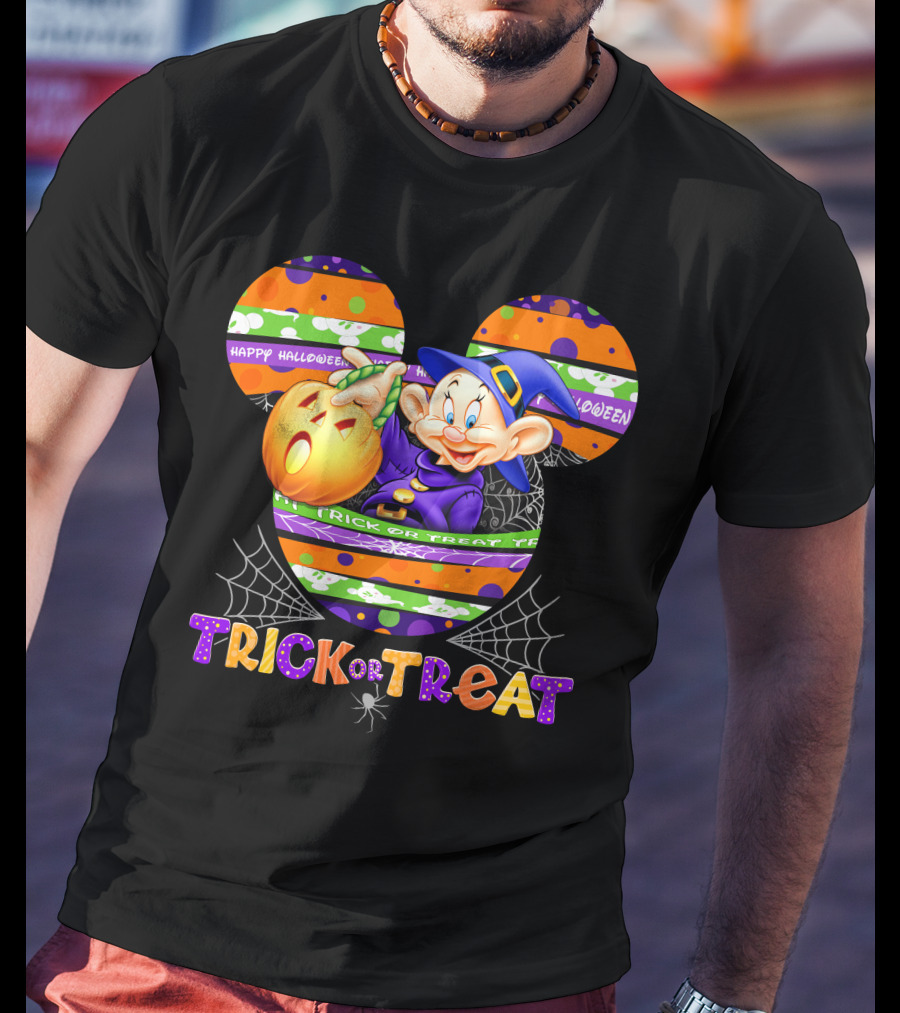 Happy Halloween Mickey Ears Trick Or Treat Dopey Pumpkin T-Shirt
