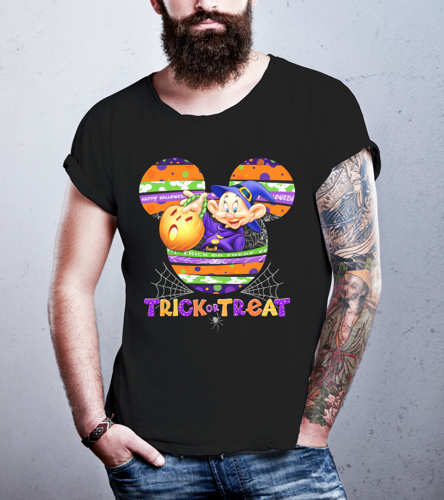 Happy Halloween Mickey Ears Trick Or Treat Dopey Pumpkin T-Shirt