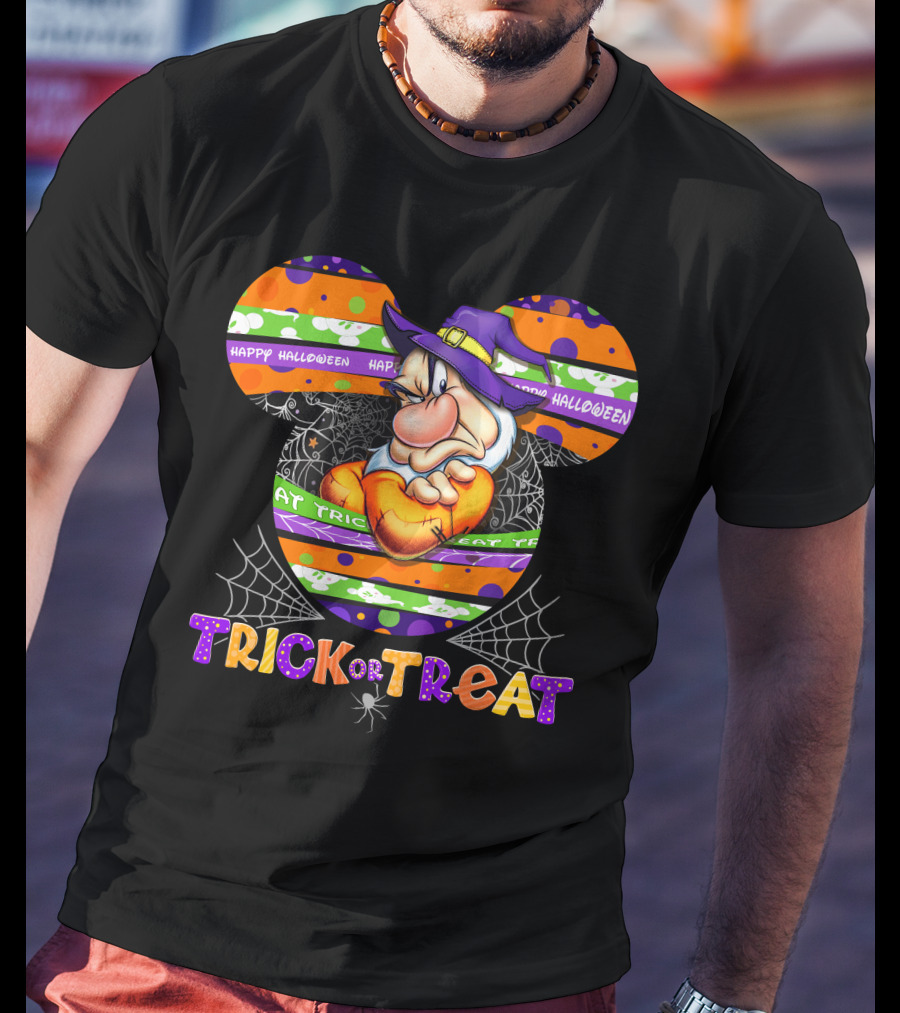 Grumpy-D Happy Halloween Trick Or Treat Mickey Ears Halloween Hat Theme T-Shirt