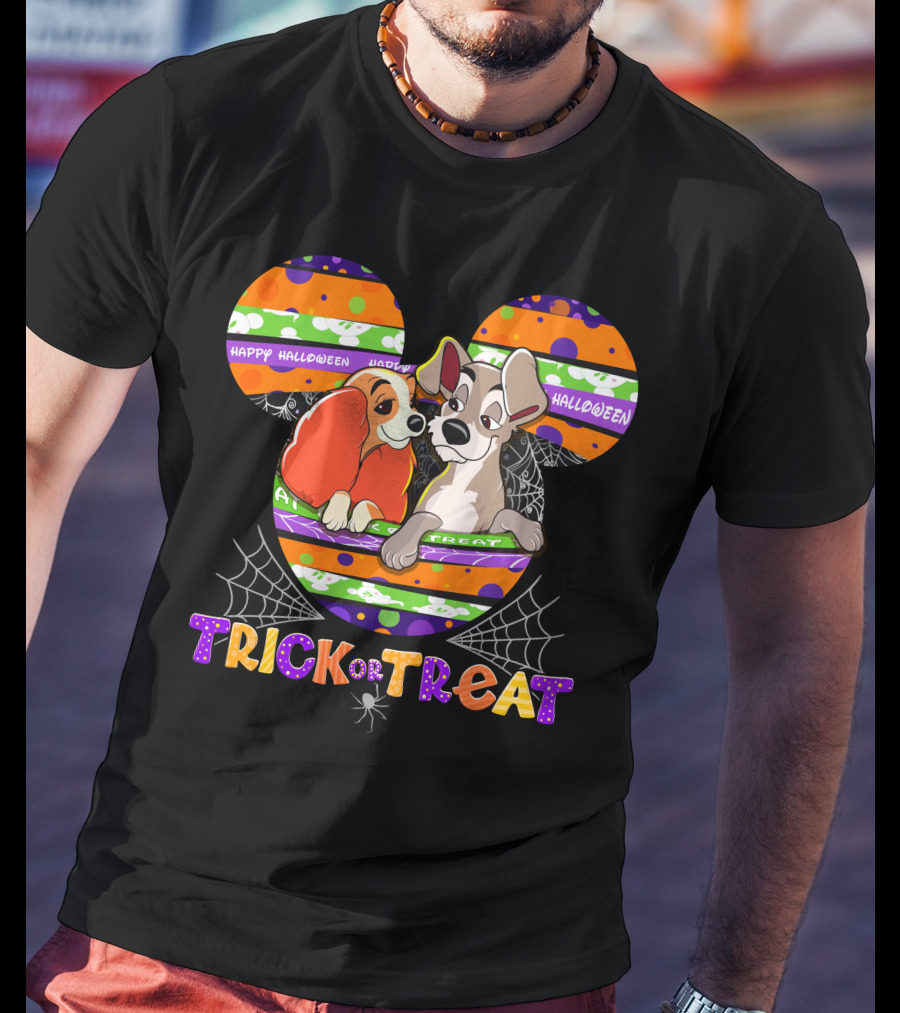 Trick Or Treat Lady And The Tramp Happy Halloween T-Shirt