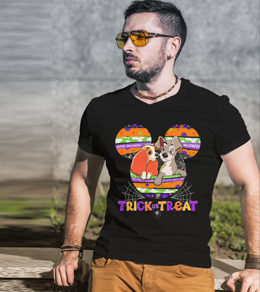 Trick Or Treat Lady And The Tramp Happy Halloween T-Shirt