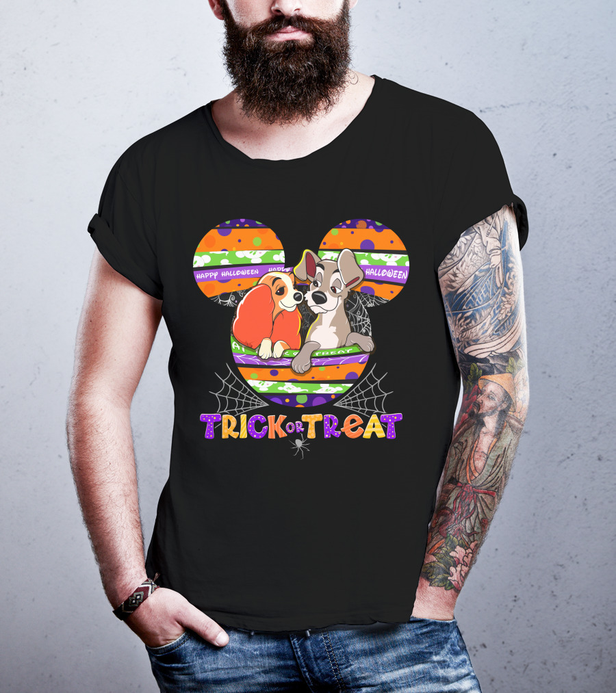 Trick Or Treat Lady And The Tramp Happy Halloween T-Shirt