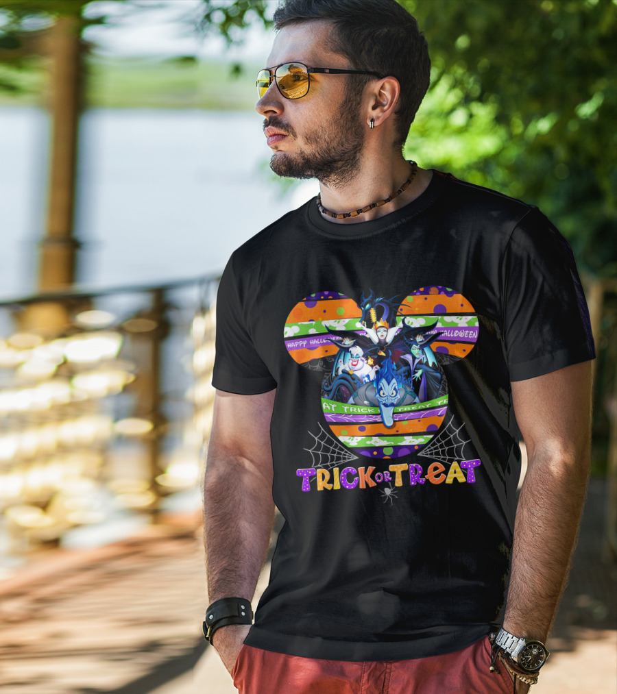 Trick Or Treat Happy Halloween Disney Villains Mickey Ears T-Shirt