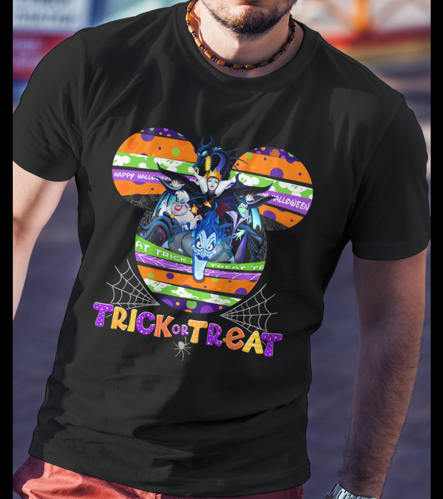 Trick Or Treat Happy Halloween Disney Villains Mickey Ears T-Shirt