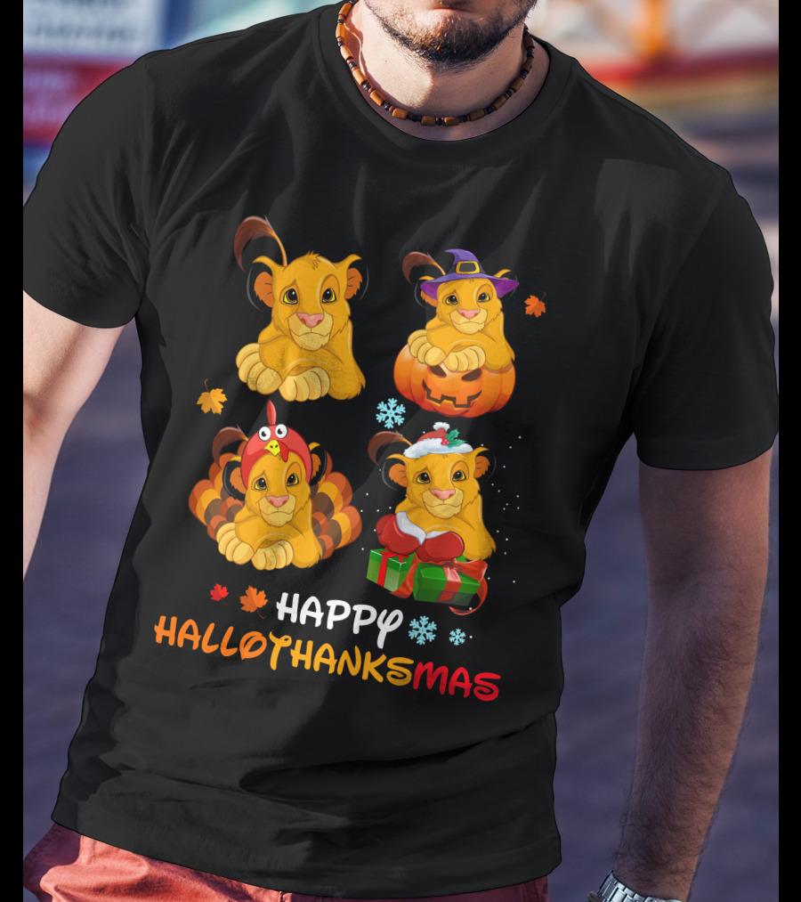 Happy Hallothanksmas Simba Pumpkin Turkey Presents T-Shirt