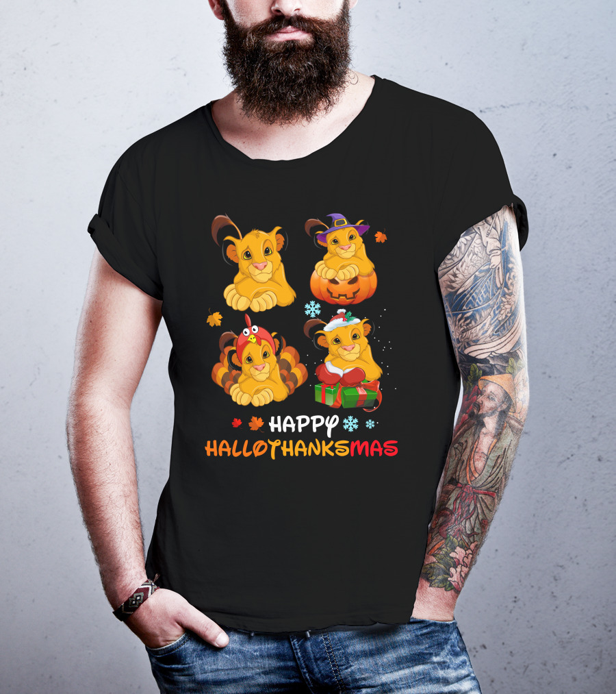 Happy Hallothanksmas Simba Pumpkin Turkey Presents T-Shirt