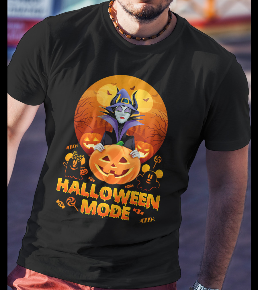 Maleficent Halloween Mode Pumpkin Patch Ghosts Bat Candy T-Shirt