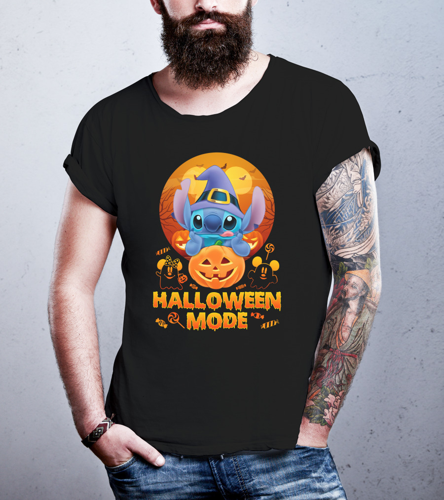 Stitch Halloween Mode Pumpkin Bats Candy T-Shirt