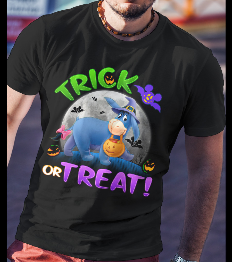 Trick Or Treat Eeyore Halloween Bat Moon Pumpkin T-Shirt