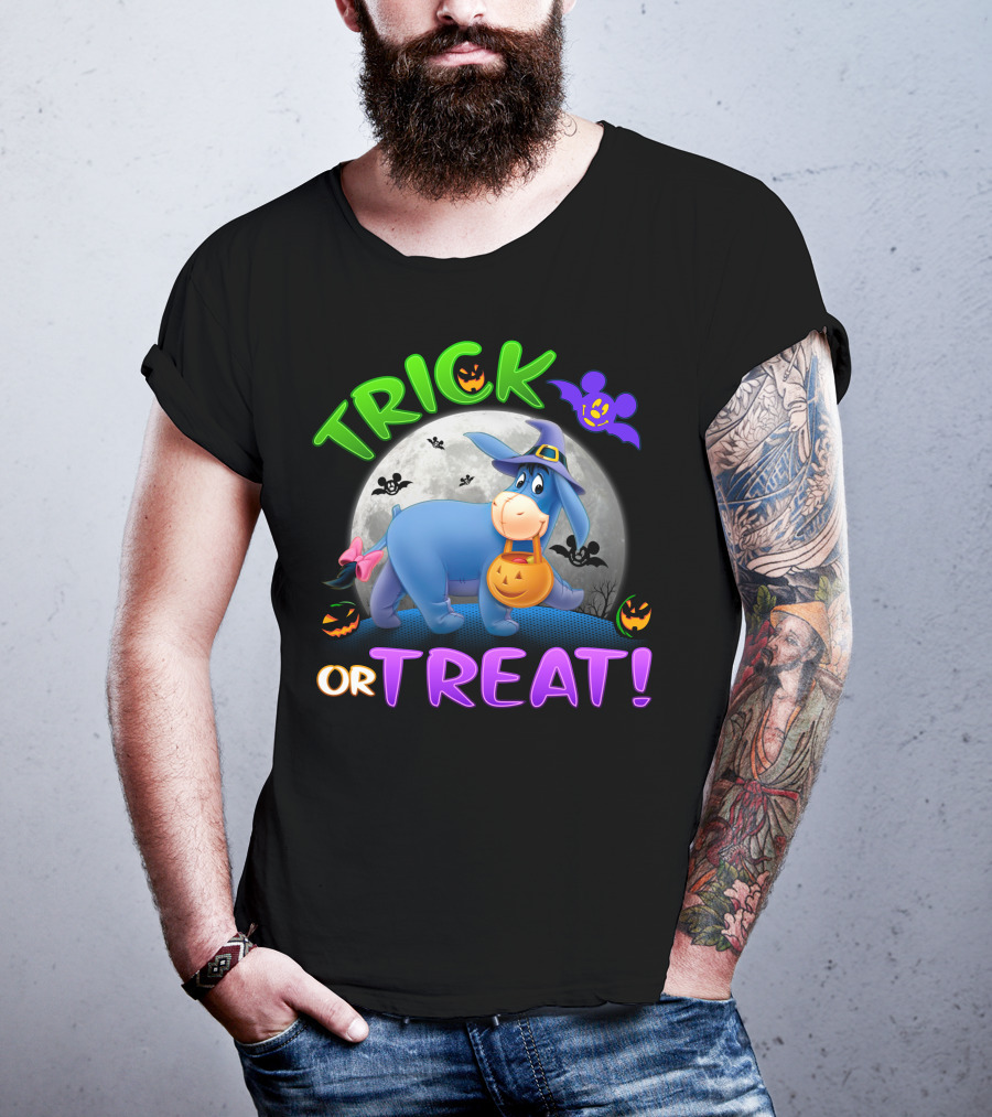 Trick Or Treat Eeyore Halloween Bat Moon Pumpkin T-Shirt