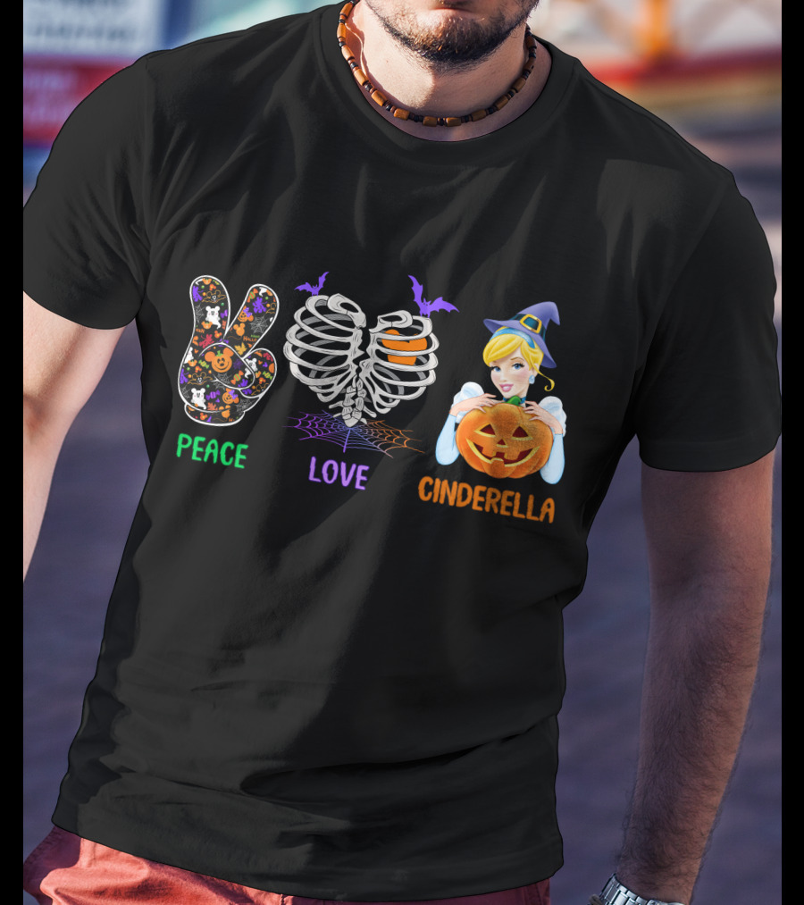 Peace Love Cinderella Halloween Pumpkin T-Shirt